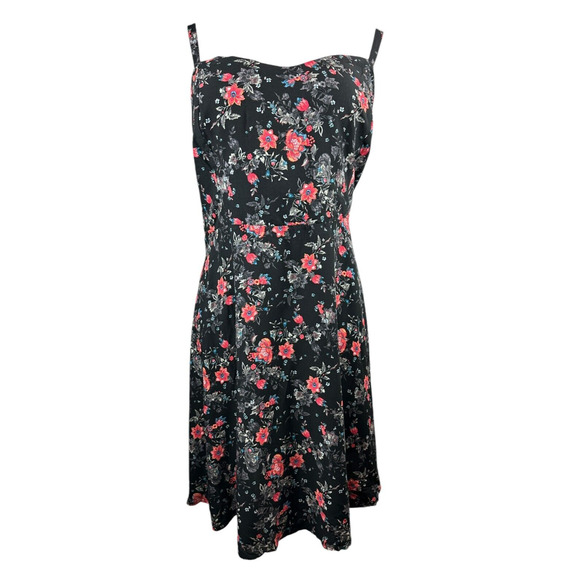 Torrid Mini Challis Sleeveless Dress Black Floral Smock Sundress Plus Size 4 4X - Picture 3 of 10